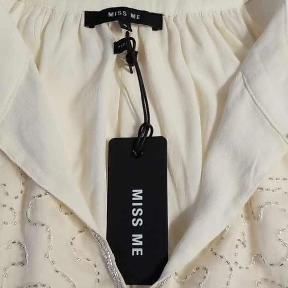 Miss Me Cream Sequin Dressy Tank Top, Small - Picture 8 of 11